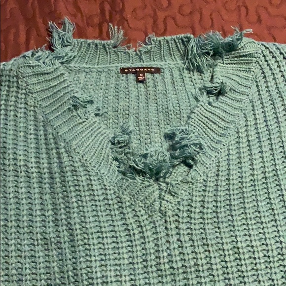 Teal oversized V-Neck sweater - Picture 2 of 5